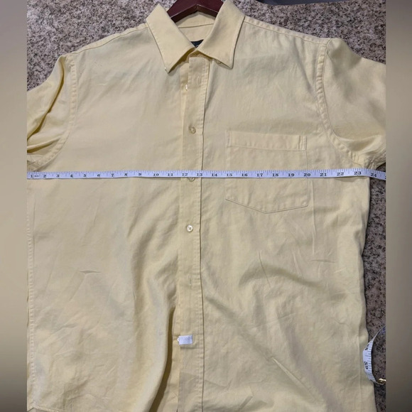 Bugatchi Men Large Yellow Classic Fit Short Sleeve Shirt - Picture 7 of 7